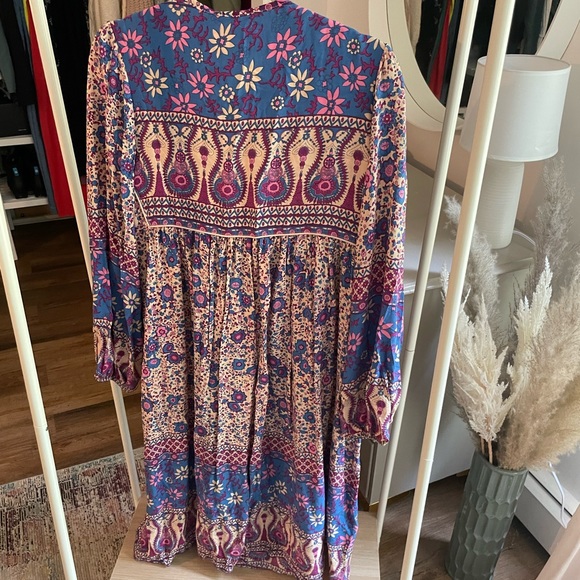 Boho hippie chic beach midi dress in cobalt blue and purple paisley - Picture 4 of 4
